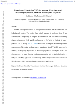 Hydrothermal Synthesis of NiFe2O4 nano-particles