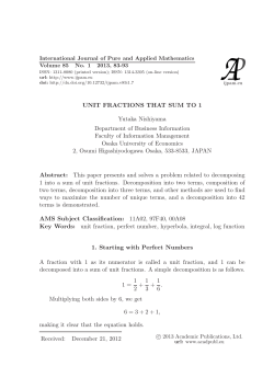 UNIT FRACTIONS THAT SUM TO 1 Yutaka Nishiyama Department