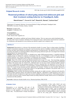 Menstrual problems of school going unmarried adolescent girls and