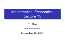 Mathematical Economics: Lecture 15