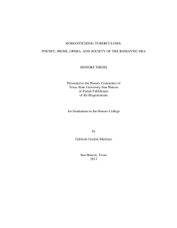 ROMANTICIZING TUBERCULOSIS: POETRY, PROSE, OPERA
