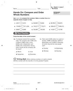 Hands On: Compare and Order Whole Numbers