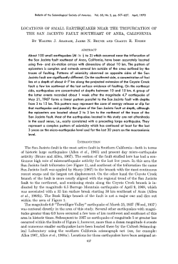 locations of small earthquakes near the trifurcation of the san jacinto