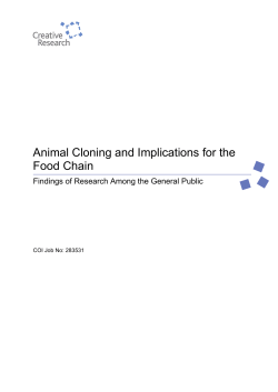Animal Cloning and Implications for the Food Chain: Findings of