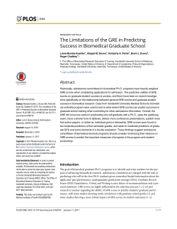 The Limitations of the GRE in Predicting Success in Biomedical