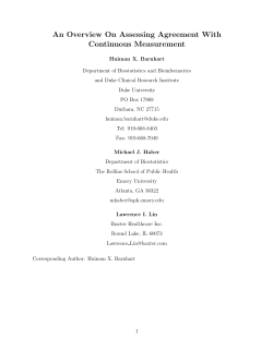 An Overview On Assessing Agreement With Continuous Measurement