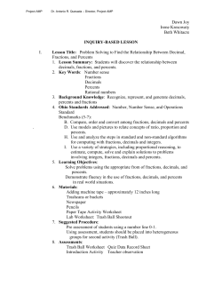 Relationship Between Decimal, Fractions and Percents