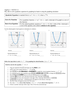 5-2 Solving Quadratic Equations by Graphing