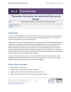 Grade 12 ELA Module 1, Unit 2 - Full Unit