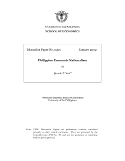 Discussion Paper No. 0201 January 2002 Philippine Economic