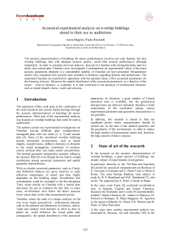 Acoustical experimental analysis on worship buildings aimed to their