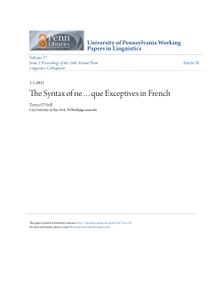 que Exceptives in French - ScholarlyCommons