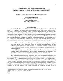 Labor Unions and Antitrust Legislation: Judicial Activism vs. Judicial