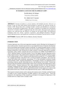 IS TOURISM A GENE SECTOR TO JORDAN`S GDP? Prof.Dr.Harby