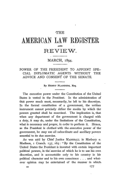 Power of the President to Appoint Special Diplomatic Agents without