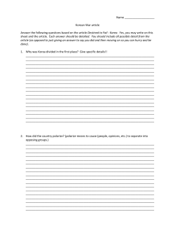 Name Korean War article Answer the following questions based on