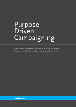 Purpose Driven Campaigning