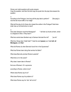 Romeo and Juliet questions Acts I--IV