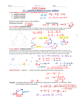 Physics 11 UNIT 5 Vectors 5.2 &ndash; Analytical Method of
