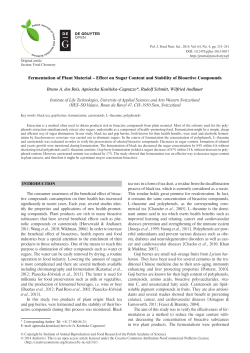 Fermentation of Plant Material &ndash; Effect on Sugar Content and