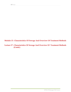 Module 13 : Characteristics Of Sewage And Overview Of Treatment