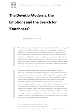 The Devotio Moderna, the Emotions and the Search for