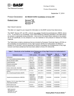 REACH SVHC Candidates and Annex XIV