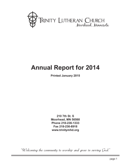 Annual Report for 2014 - Trinity Lutheran Church