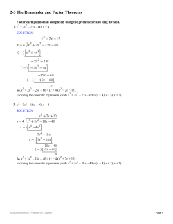 2-3 The Remainder and Factor Theorems