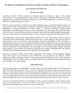 The Effect of Sunlight and Full-Spectrum Light on Health