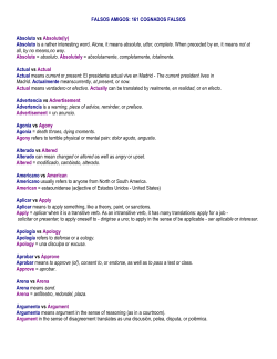 FALSOS AMIGOS: 161 COGNADOS FALSOS Absoluto vs Absolute(ly)