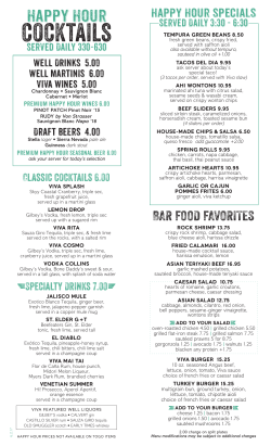 Happy Hour Menu - Viva Los Gatos