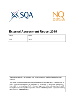 External Assessment Report 2015