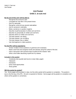 Unit Packet Unit&eacute; 2: Je suis moi
