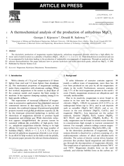 A Thermochemical Analysis of the Production of Anhydrous