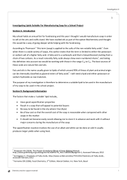 1 Investigating Lipids Suitable For Manufacturing Soap for a School