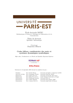 &Eacute;cole doctorale MSTIC Th`ese de doctorat Francesco Dolce Codes