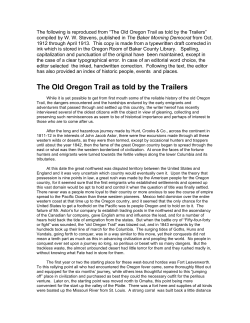 The Old Oregon Trail as told by the Trailers