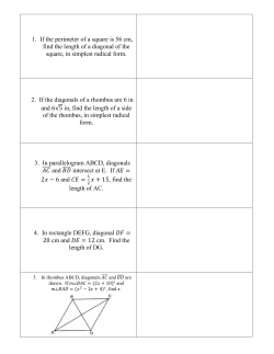 1. If the perimeter of a square is 56 cm, find the length of a diagonal