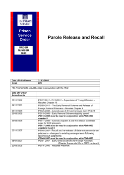 Prison Service Order 6000 - Parole release and recall
