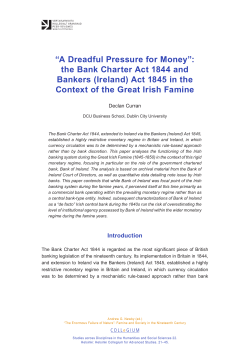 “A Dreadful Pressure for Money”: the Bank Charter Act 1844 and
