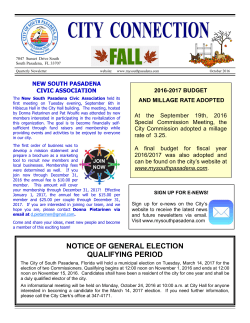 City Connection Fall 2016 - City of South Pasadena, FL