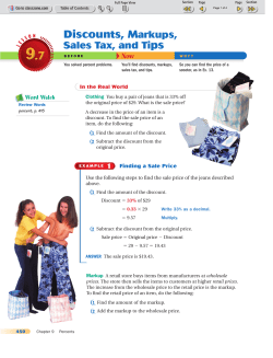 Discounts, Markups, Sales Tax, and Tips