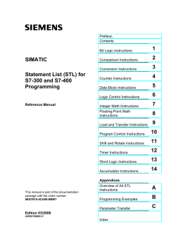 Statement List (STL) for S7-300 and S7