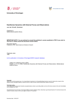 University of Groningen Hamiltonian Dynamics with External