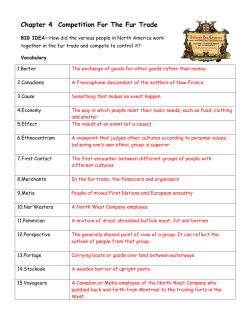 Chapter 4 Competition For The Fur Trade