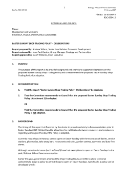 Easter Sunday Shop Trading Policy