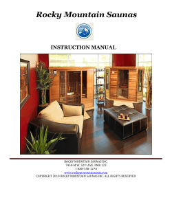 Instruction Manual - Rocky Mountain Saunas