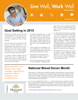 Goal Setting in 2015 National Blood Donor Month