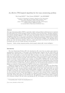 An effective PSO-inspired algorithm for the team orienteering problem